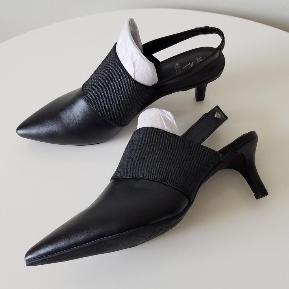 Vera Wang Black Sling Back Heels, Size 8